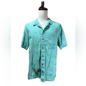 Columbia Performance Fishing Gear Mens Short Sleeve Shirt Size Large Blue/Green